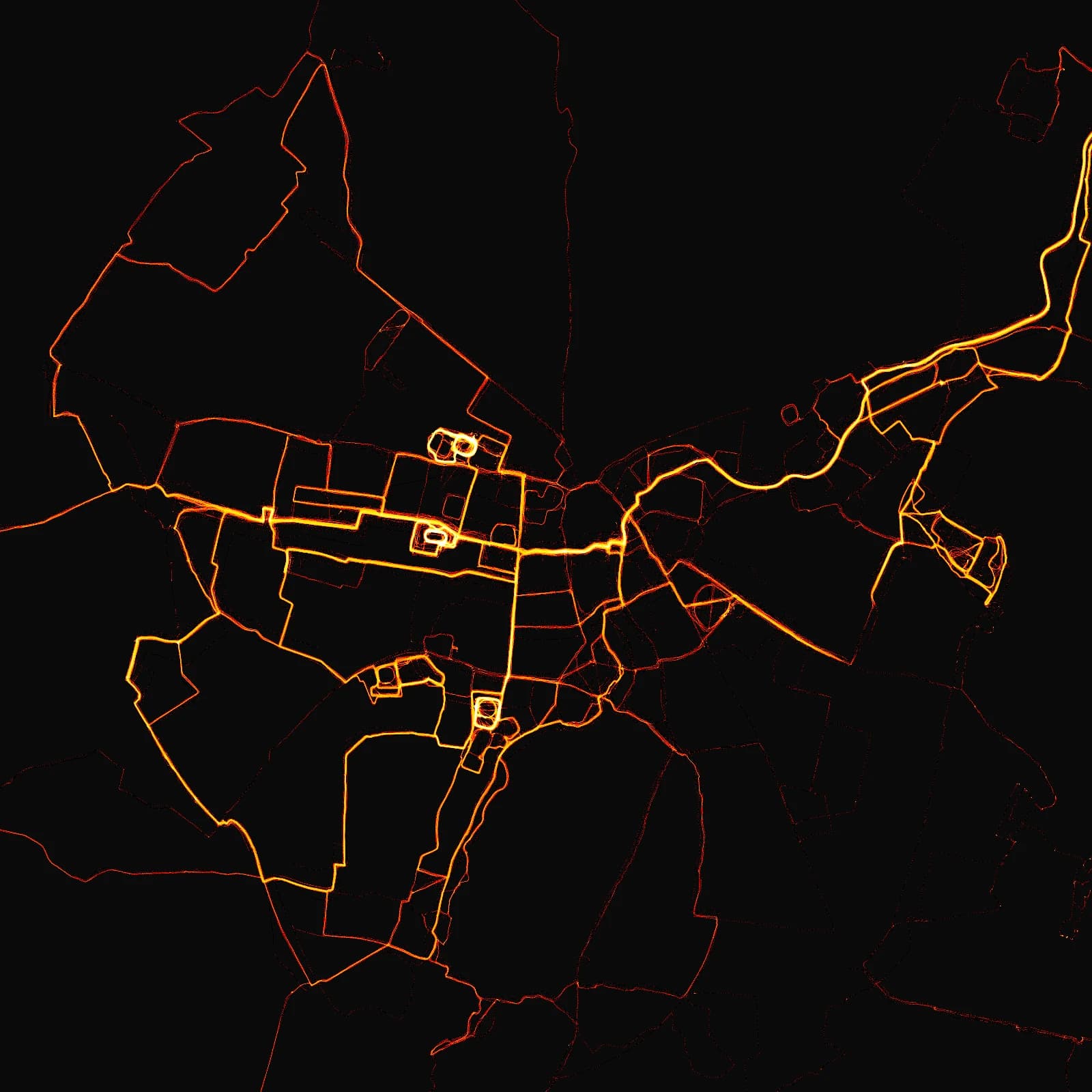 A density map drawn from ten years of GPS running data